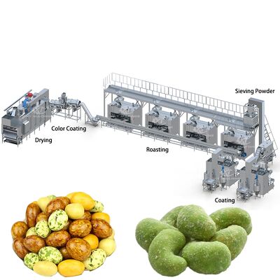 Un bon prix. Ligne de traitement d'enrobage et de torréfaction des cacahuètes industrielle 500-1000kg/h avec contrôle Siemens PLC et acier inoxydable 304 de qualité alimentaire en ligne