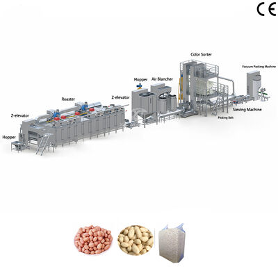 Un bon prix. SS304 Ligne de production de torréfaction et de blanchiment des arachides de qualité alimentaire avec PLC pour les usines de transformation des noix en ligne