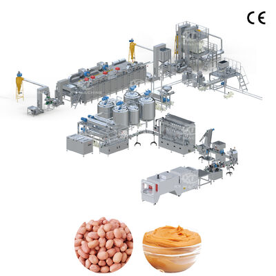 300 à 5000 kg/h, ligne de production de beurre de cacahuète/de pâte de cachoûte/de confiture d'amande à grande capacité avec broyeur et torréfacteur/blancheur