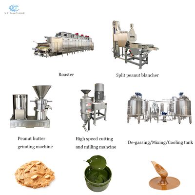Ligne de production de beurre de cacahuète entièrement automatisée avec broyeur à torréfacteur en acier inoxydable SUS304