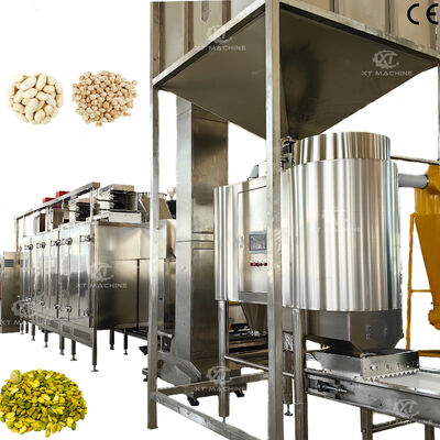 Un bon prix. Ligne de production de torréfaction et blanchiment de cacahuètes/noisettes/pistaches, commerciale, 1000kg/h-2000kg/h, construction en acier inoxydable 304 en ligne