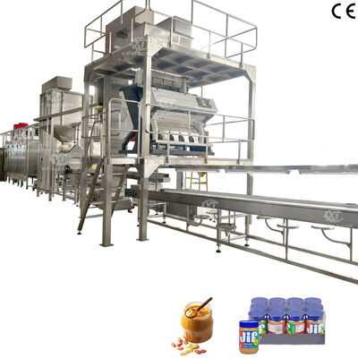 Ligne de production entièrement automatisée de beurre d'arachide et de beurre d'amande, machine de fabrication de beurre de noix avec contrôle PLC, capacité de 2000 kg/h