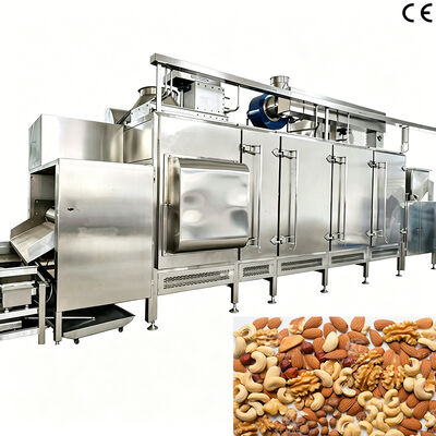 Machine de torréfaction continue de noix 300-500 kg/h Machine de torréfaction de farine d'avoine avec contrôle PLC et construction en acier inoxydable 304 pour usines de transformation de noix