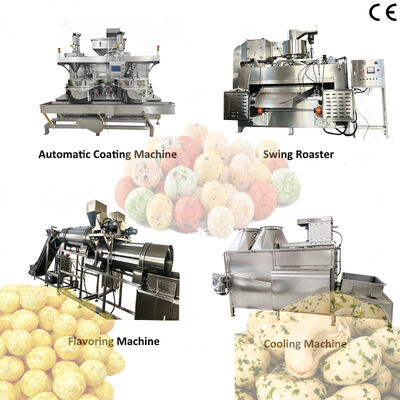 Ligne de production personnalisable SUS304 200kg/h-500kg/h pour l'enrobage et la torréfaction de noix, pour un traitement efficace de la torréfaction des aliments