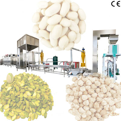 Ligne de production de torréfaction et de blanchiment des arachides, noisettes et pistaches de qualité alimentaire avec une machine de blanchiment des noix de 500 à 1000 kg/h
